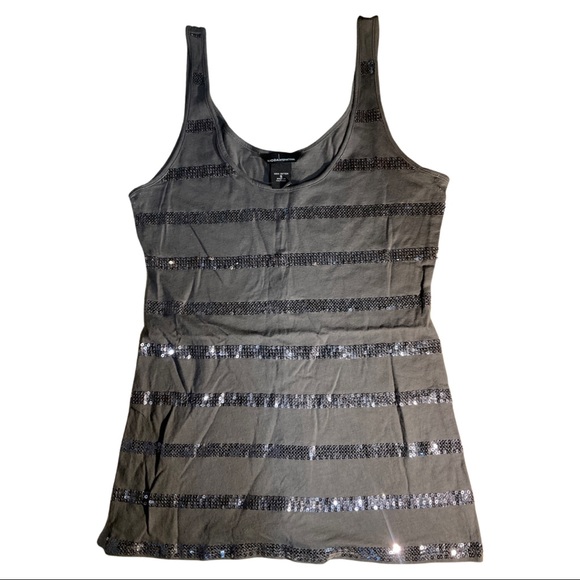 Gray sequin tank top by Moda International size S - Picture 1 of 3